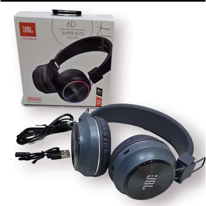 JBL 6D Super Bass Headphones The product shown in the image is a pair of wireless on-ear Bluetooth headphones identified as the "JBL 6D Super Bass Headphones" or models JB866 and PPT850. The headphones have a foldable design, which makes them lightweight and convenient to carry. They also come with on-ear buttons for controlling music playback and calls. Features: These headphones are Bluetooth-enabled, can be used for voice calls, and some versions may include a TF card slot.